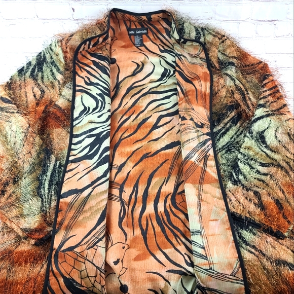 MlleGabriel Women's 20 Tiger Striped Eylash Sweater Jacket - Picture 7 of 10